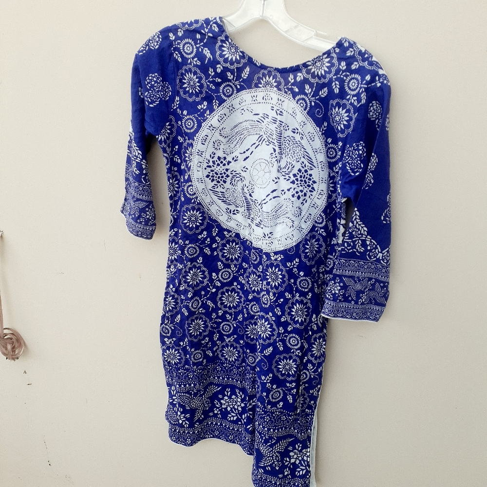 3 Ladies BOHO floral Retro Sleeve Mini Dress Tunic - Picture 4 of 9